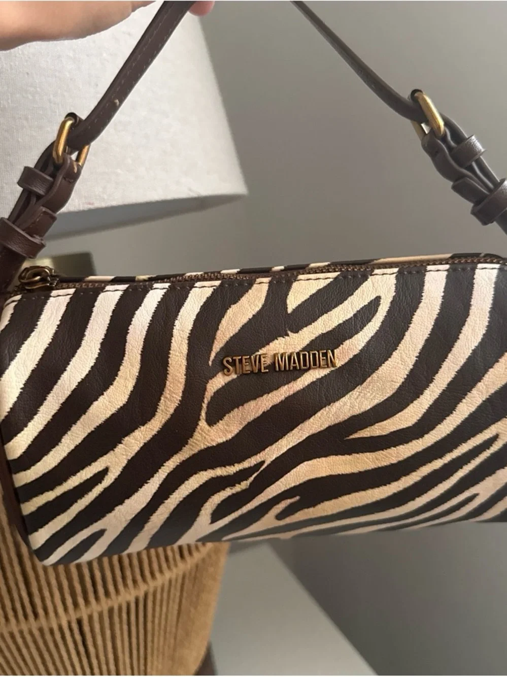 Steve Madden Zebra Print Bag Y2K Shoulder Bag Brown Animal Print Crossbody NWT